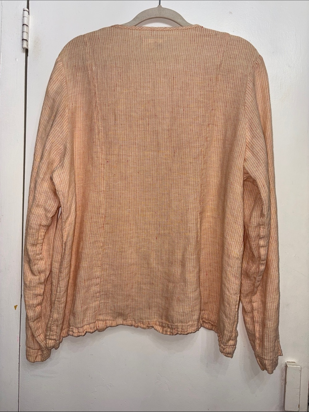 Flax Linen Orange Cardigan Tunic Button Front Top Womens Large L - Picture 3 of 5